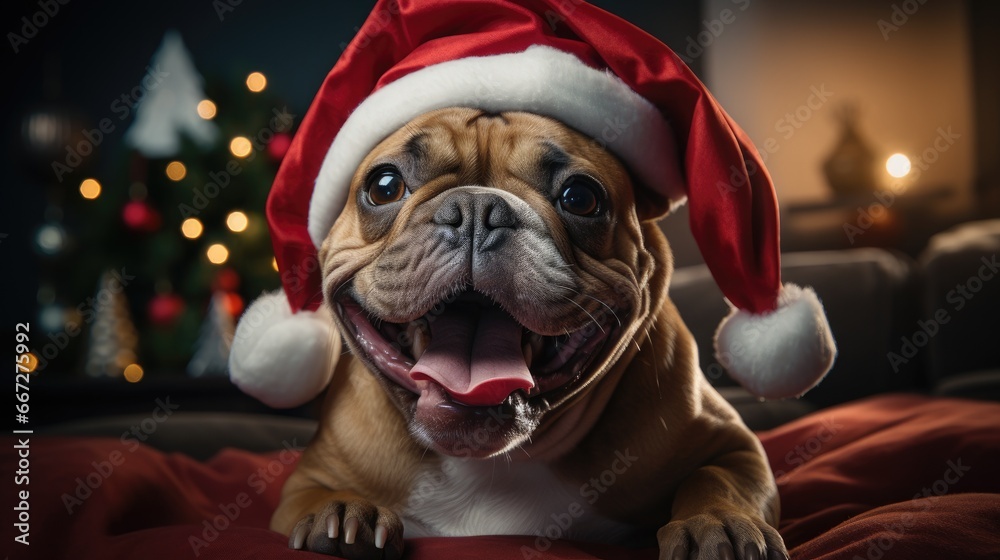 Cute Dog Celebrates Christmas