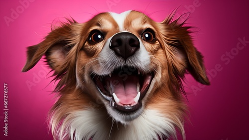 Close-up Portrait of Domestic Canine on Colored Background © senadesign