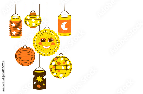 Vector Lanterns composition for saint martin day traditional in Germany