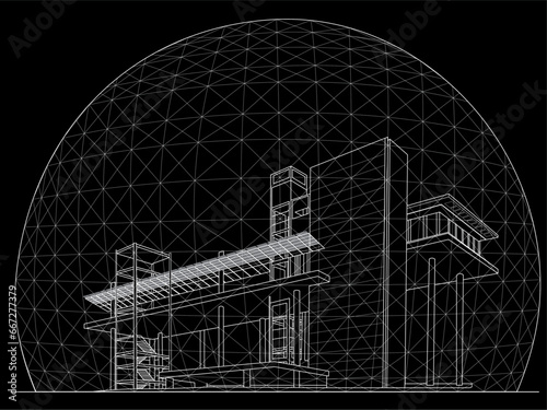 Richard Buckminster Fuller • Montreal Biosphere • Montreal, Quebec, Canada - Negative photo