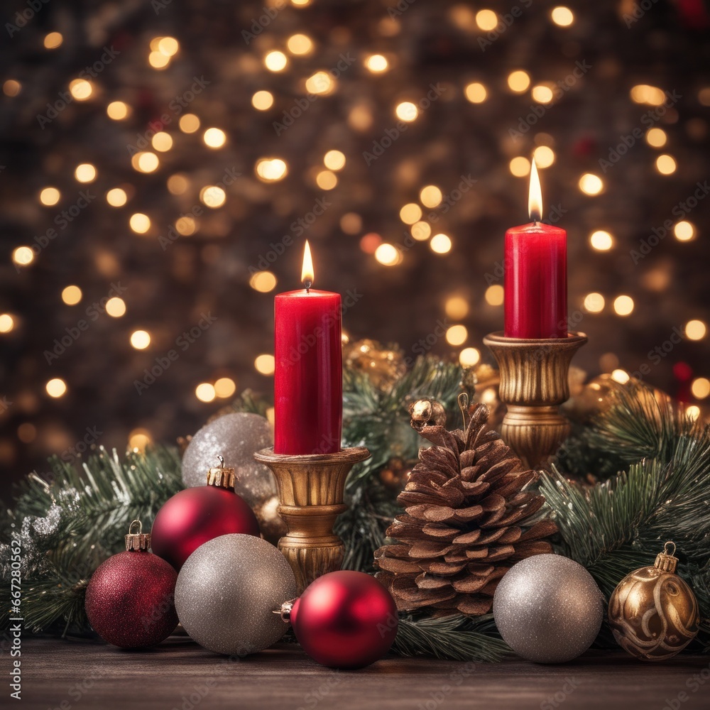 Home is decorated with Christmas ornaments, and gift boxes, as well as a light decoration with candles.