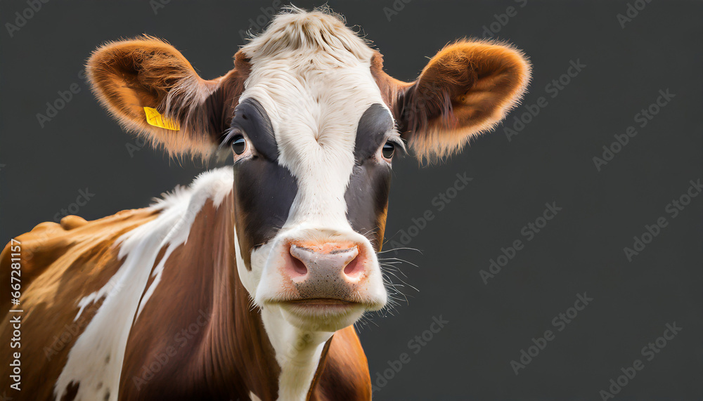 funny cow head from farm in png isolated on transparent background