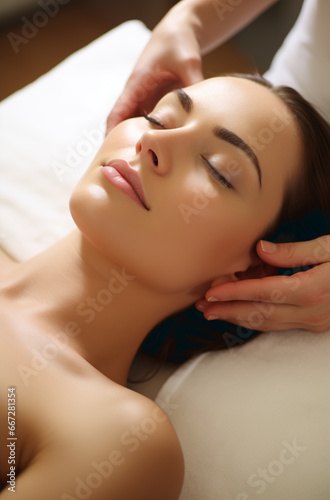 spa scene  woman getting massage