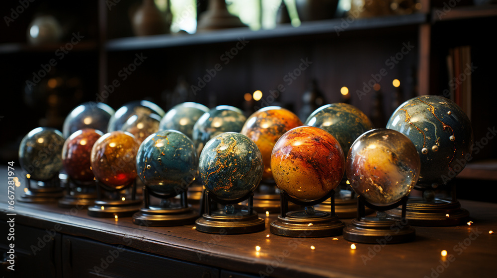 Decoupage astronomy: A decoupage representation of celestial bodies, including stars, planets, and galaxies