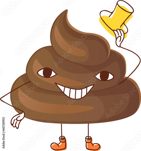 Poop ironic character featuring a friendly wearing a welcoming cap