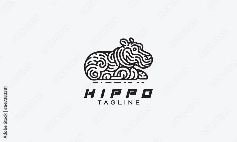 Hippo vector, logo, icon, illustration, minimalistic design Hippo vector, logo, icon, illustration, minimalistic design