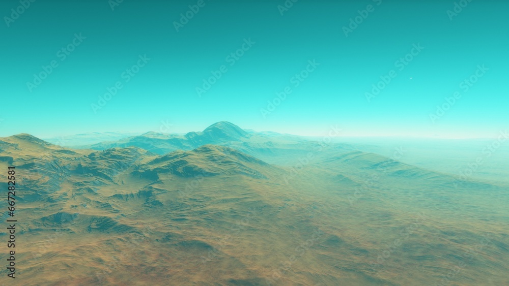Mars like red planet, with arid landscape, rocky hills and mountains, for space exploration and science fiction backgrounds.
Mars like red planet, with arid landscape, rocky hills and mountains, for space exploration and science fiction backgrounds.