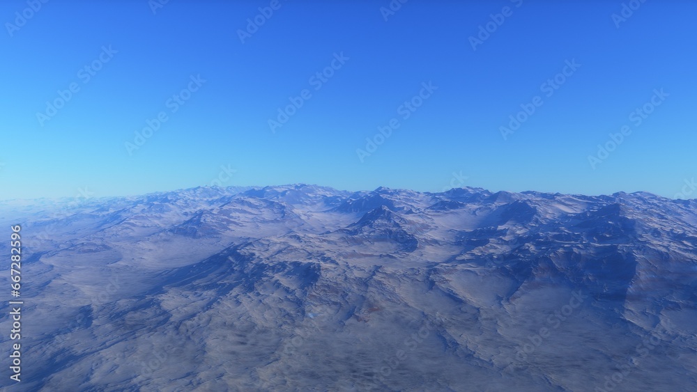 Mars like red planet, with arid landscape, rocky hills and mountains, for space exploration and science fiction backgrounds.
Mars like red planet, with arid landscape, rocky hills and mountains, for space exploration and science fiction backgrounds.