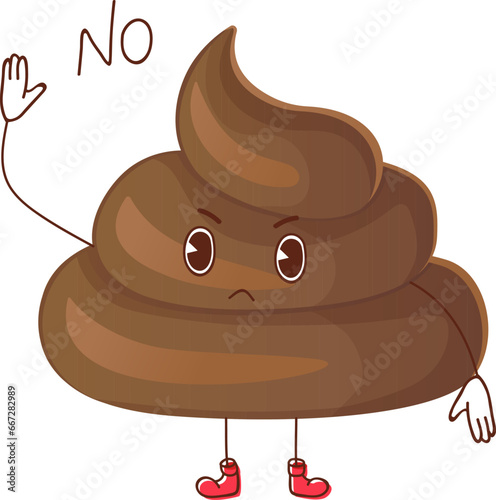 Poop ironic character raising his hand in a no gesture.