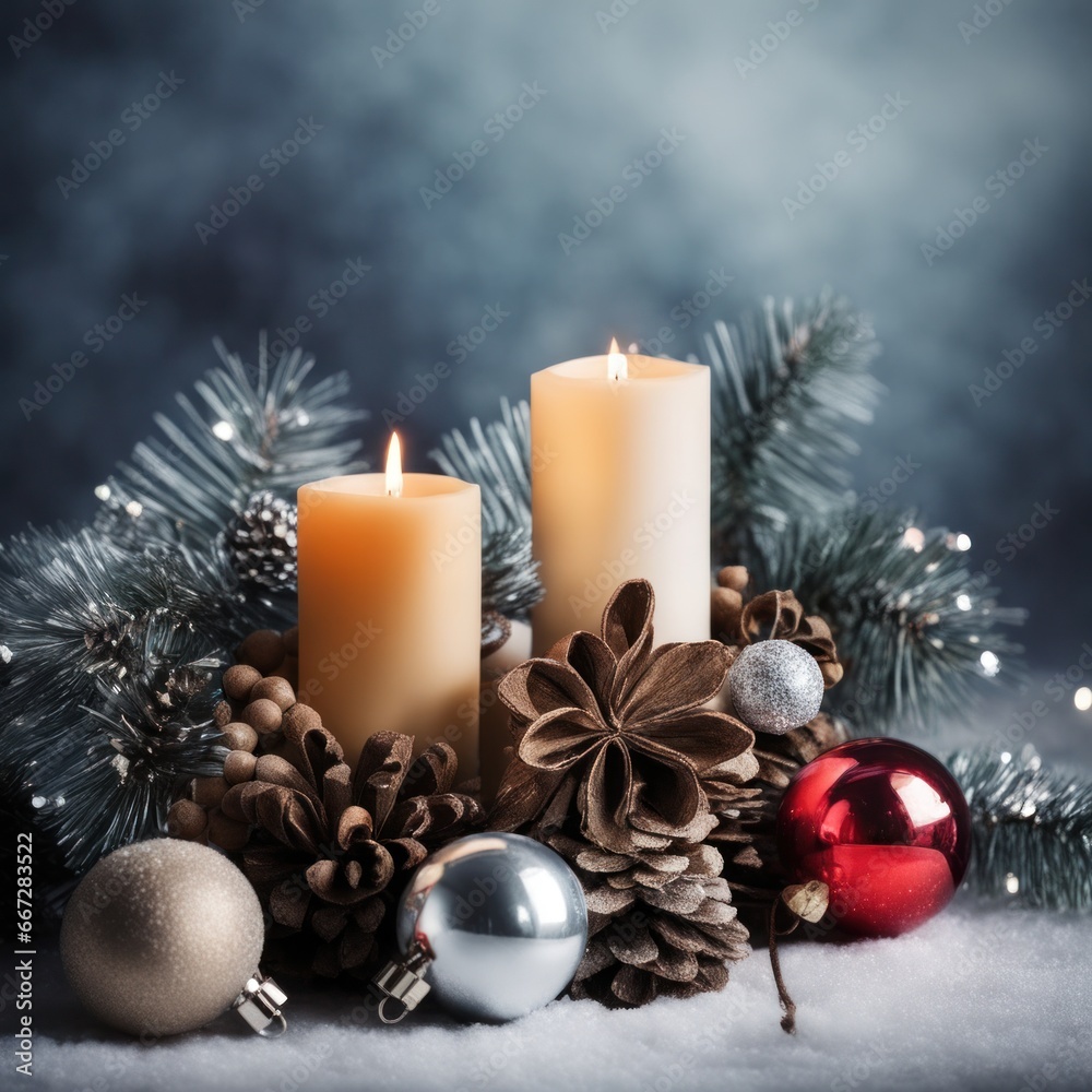 Home is decorated with Christmas ornaments, and gift boxes, as well as a light decoration with candles. Home is decorated with Christmas ornaments, and gift boxes, as well as a light decoration with candles.
