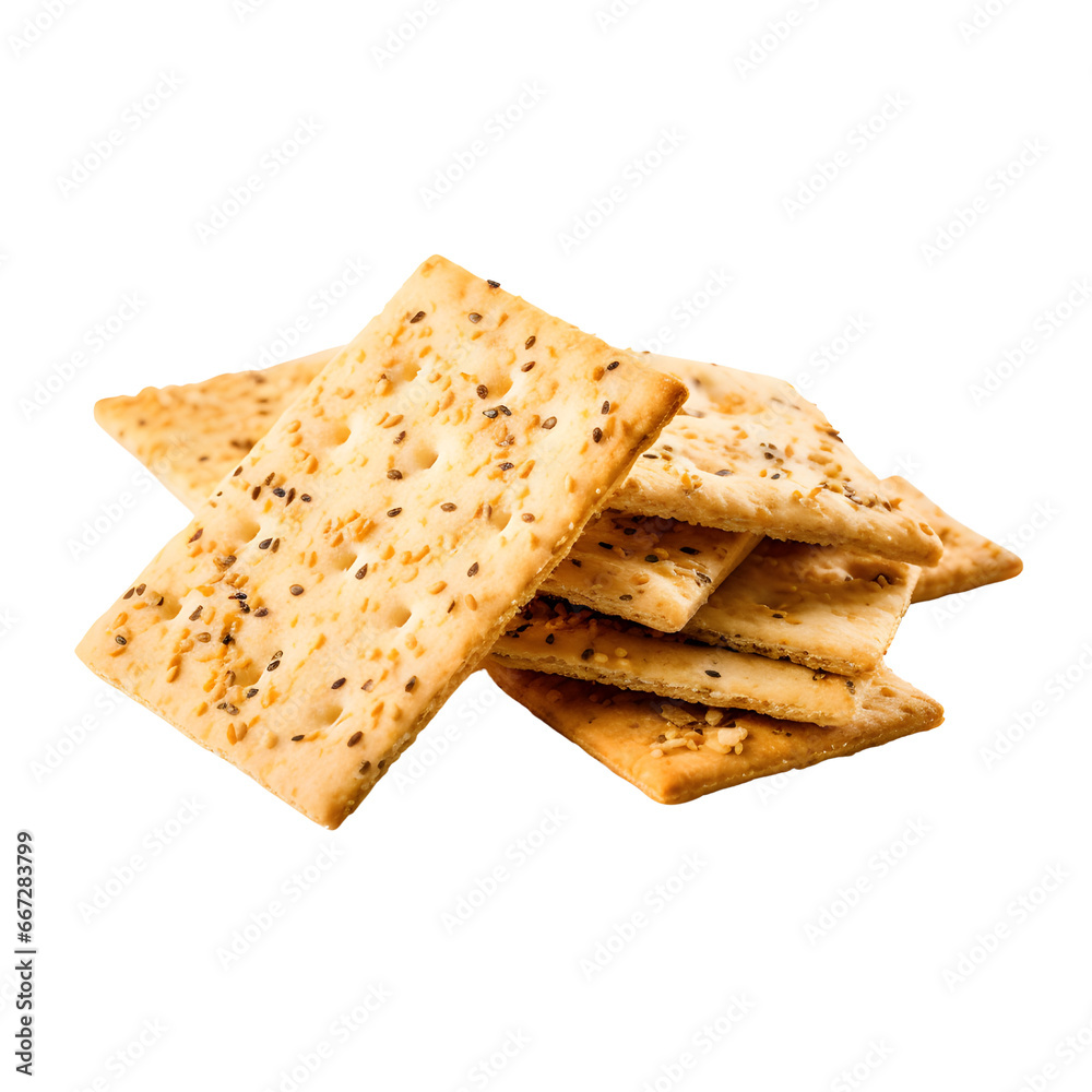 Fototapeta premium A transparent image of rectangular whole grain crackers. Great for dietary and nutritional designs.