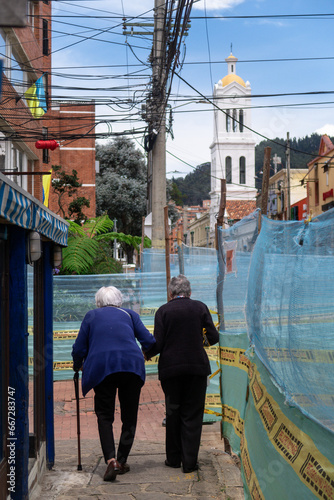 Old Ladies Walking Near Church