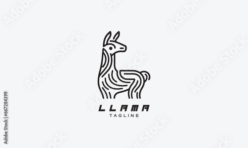 Llama vector logo icon illustration in minimalistic style