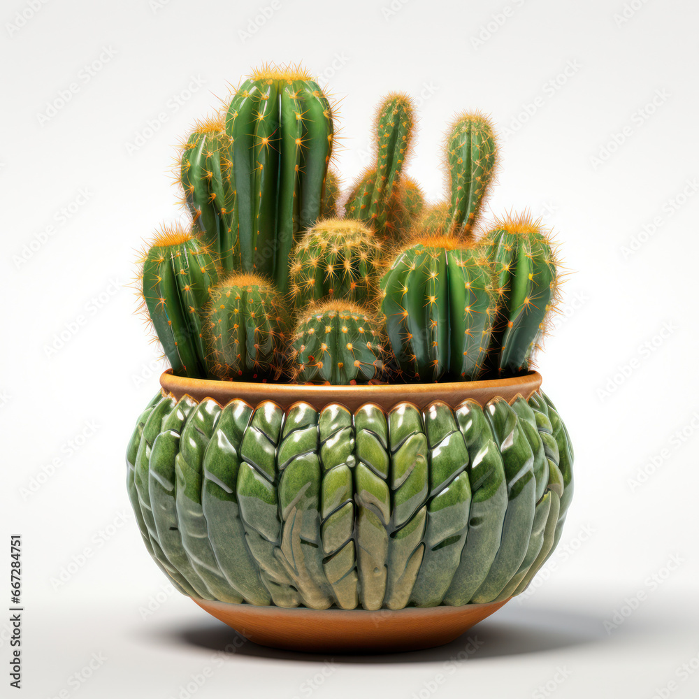 Cactus in a Pot, Studio Shot, Generative AI Cactus in a Pot, Studio Shot, Generative AI