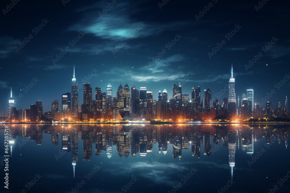 Fototapeta premium Night scene of the modern city 