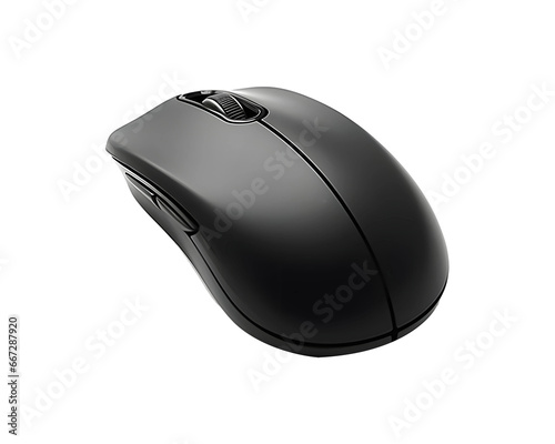 Black computer mouse isolated on a transparent and white background photo