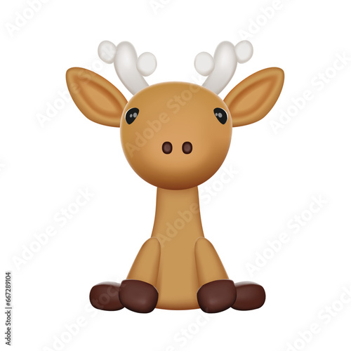 Cute 3D Vector Character Deer Toy