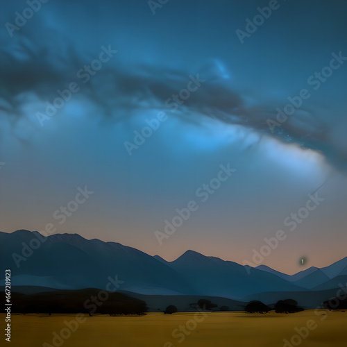 night sky with mountains in the background
