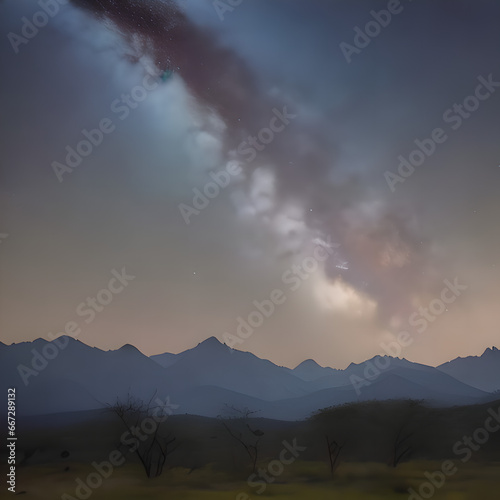 nightsky with mountains 
