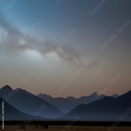 nightsky with mountains 