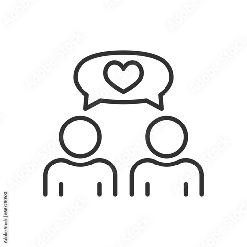 People confess their love for each other, linear icon. Line with editable stroke