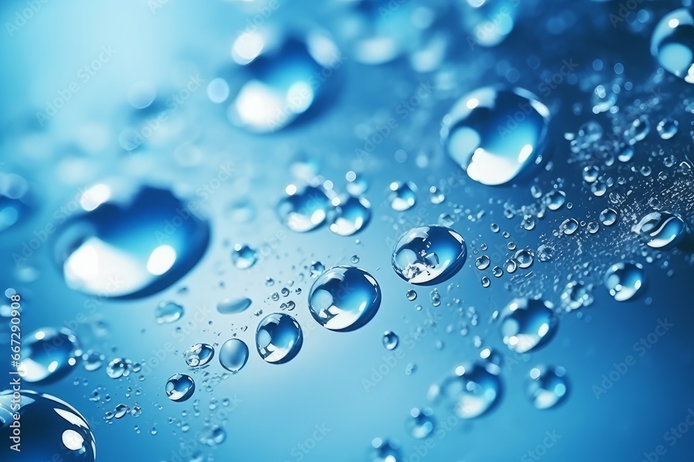 Water drops on blue background. Close up, macro shot. Water drops on blue background. Close up, macro shot.