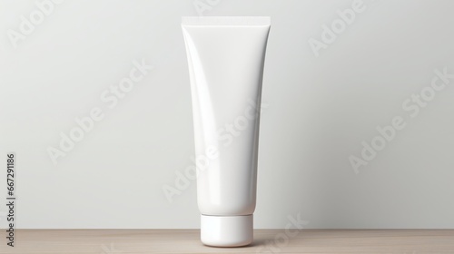 A white tube template for cosmetic packaging, copy space for product placement, 16:9