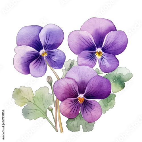 Violet flower, isolated on white transparent PNG background © MelissaMN