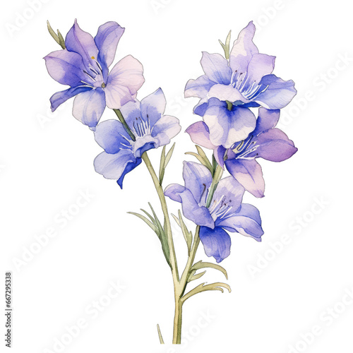 Larkspur flower  isolated on white transparent PNG background