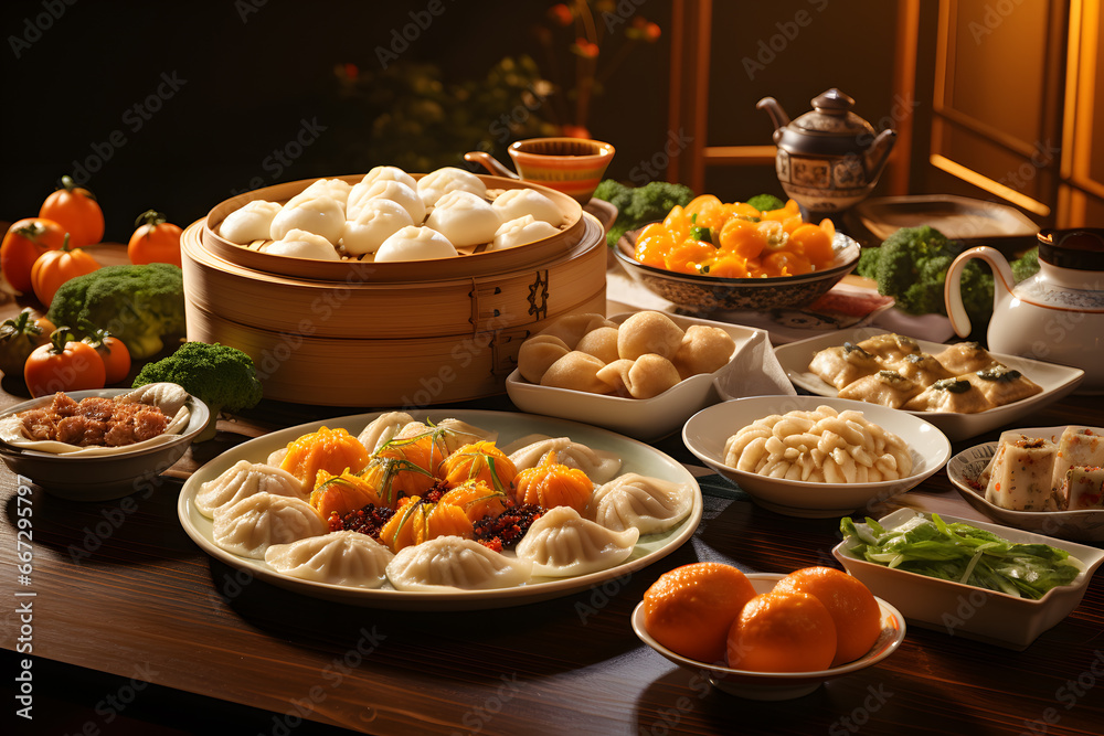 Classic and delicious Chinese Traditional dishes for New Year Ai generated ART