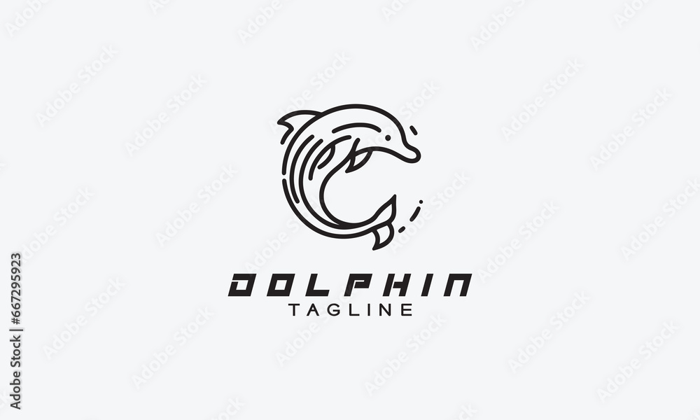 Dolphin vector logo icon illustration miniamlistic design Dolphin vector logo icon illustration miniamlistic design