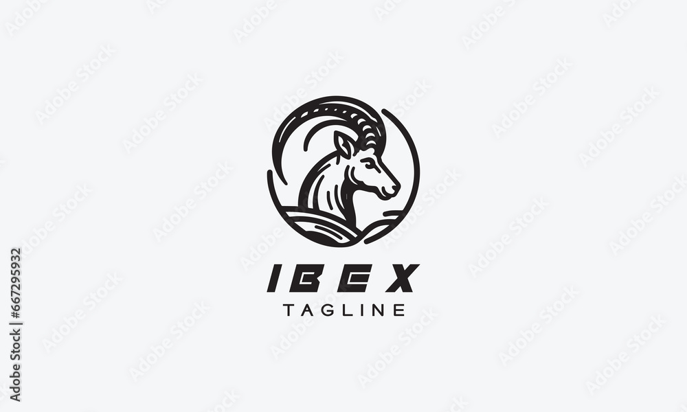 Ibex vector logo icon illustration miniamlistic design Ibex vector logo icon illustration miniamlistic design