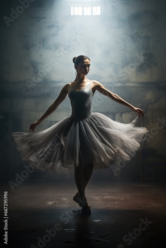 A young woman ballet dancer in a studio, embodying grace and discipline