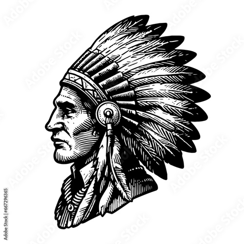 Indian shaman man sketch