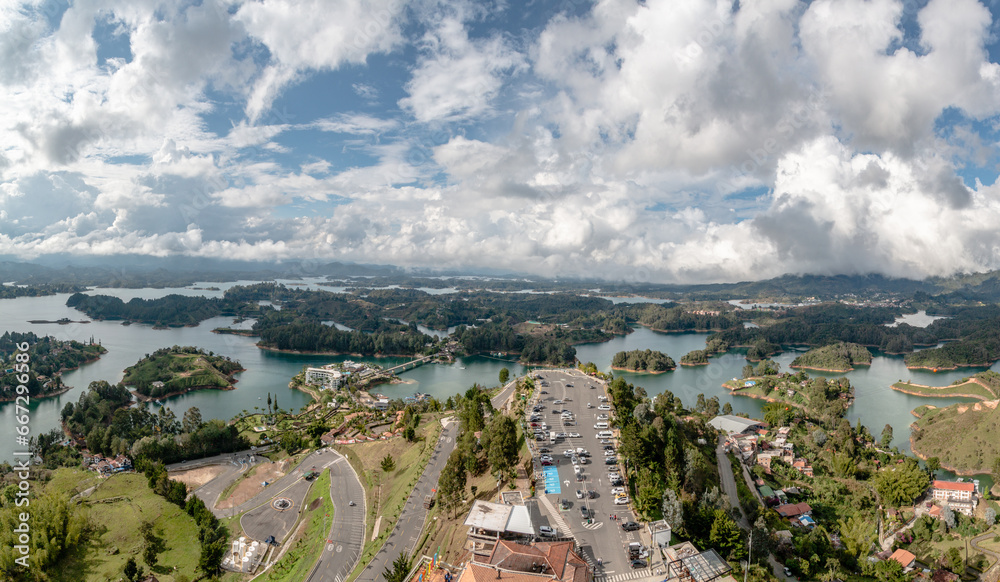 View from the top of the Peñol stone in Guatape Colombia
