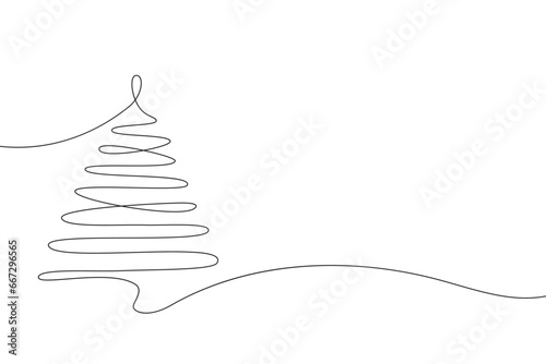 Obraz na płótnie Christmas tree one-line drawing. Merry Christmas decoration continuous line. continuous line drawing of a Christmas tree with a star. w salonie