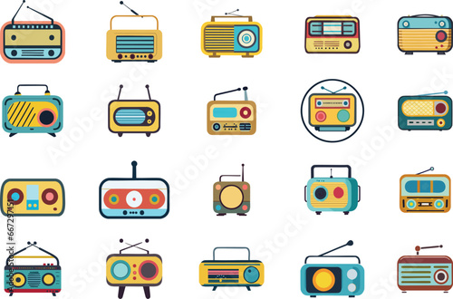Set of Radio icon collection