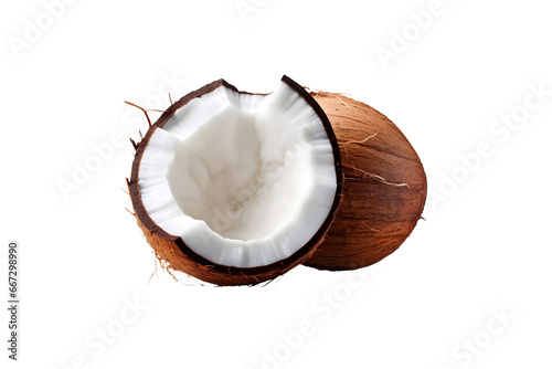 Coconut or Indian khopra isolated on a transparent and white background photo