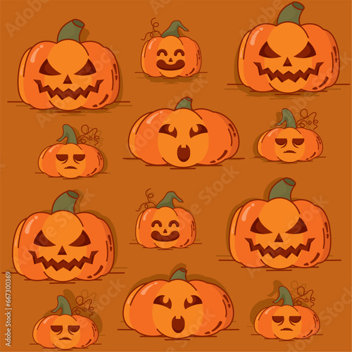 Halloween pumpkin seamless pattern background Vector