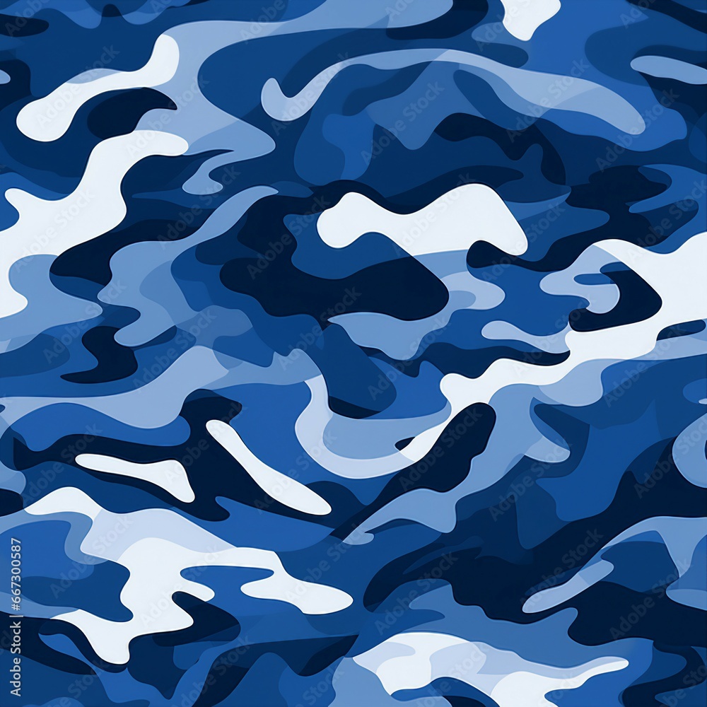 Navy Blue Camouflage Waves Pattern