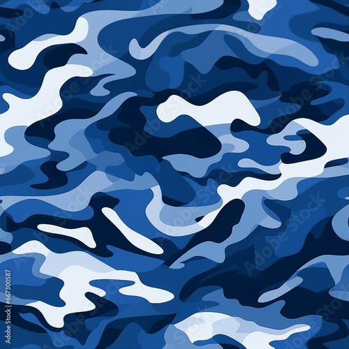 Navy Blue Camouflage Waves Pattern