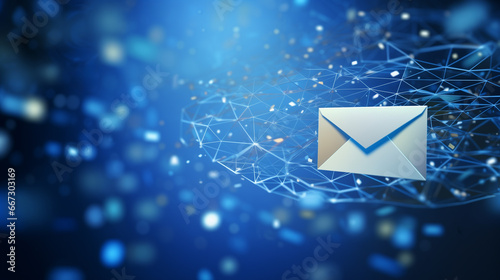 Email icon on blue digital background Business concept