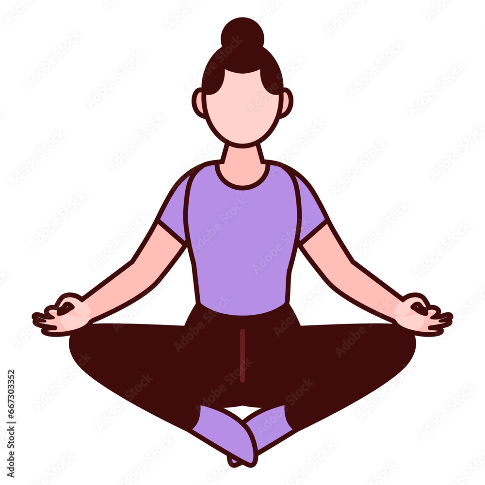 Yoga pose icon, mental health illustration vector graphic