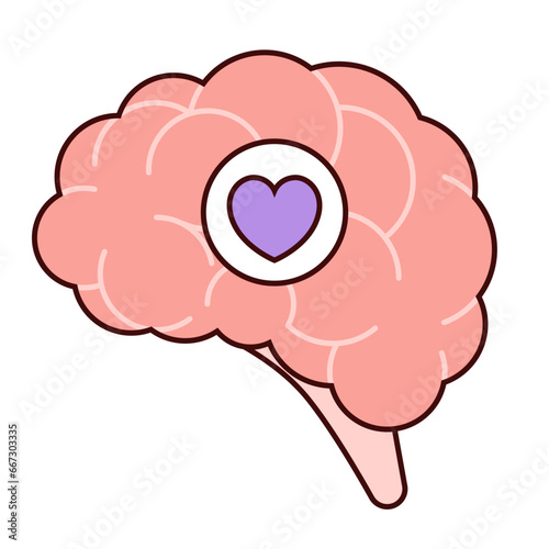 Positive mind icon, mental health brain illustration vector graphic
