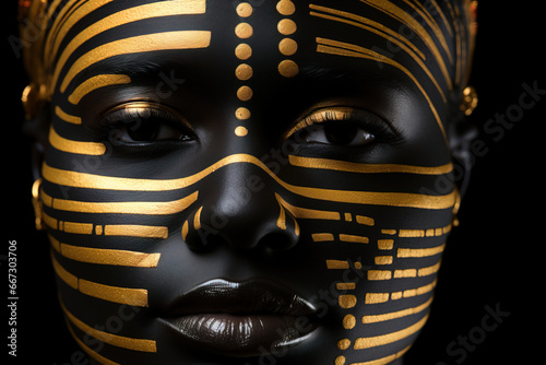 Abstract Golden Afrocentric Digital Sculpture