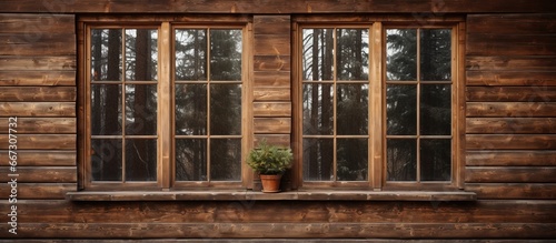 wooden house with windows
