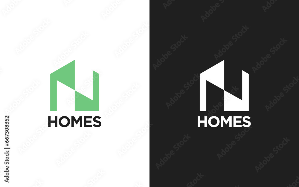 Creative Letter N Monogram Logo with real estate Design Icon Template White and Black Background Creative Letter N Monogram Logo with real estate Design Icon Template White and Black Background