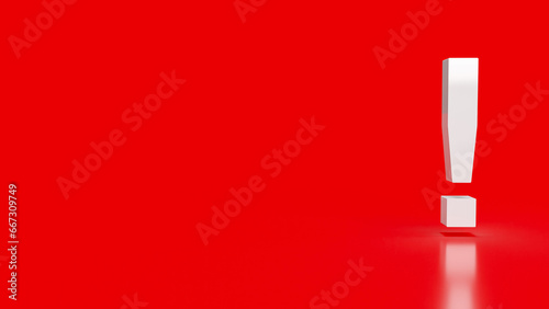 Wallpaper Mural The  white exclamation mark on red background 3d rendering Torontodigital.ca