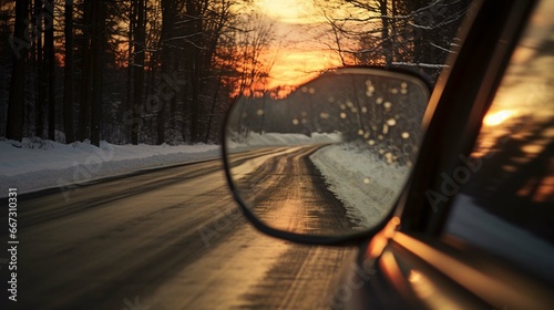 car mirror in wintir