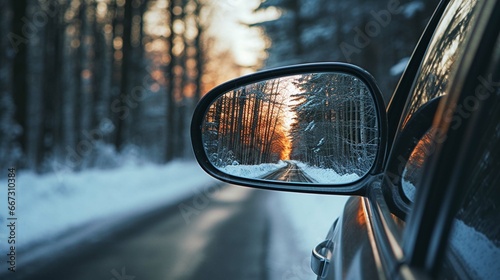car mirror in wintir